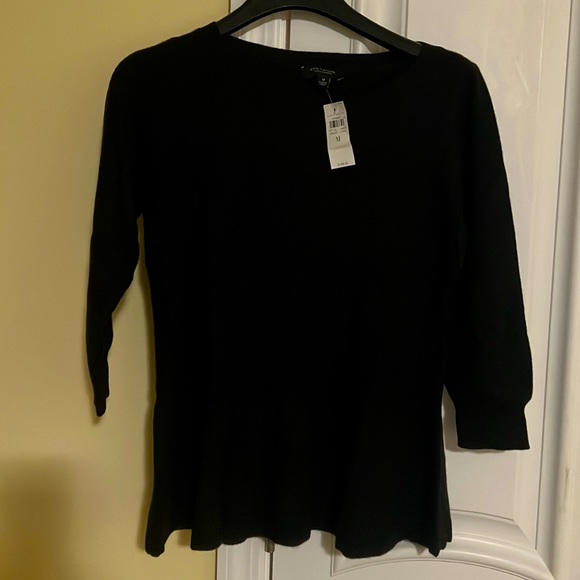 NWT-M- Taylor Cashmere Peplum Sweater-Black